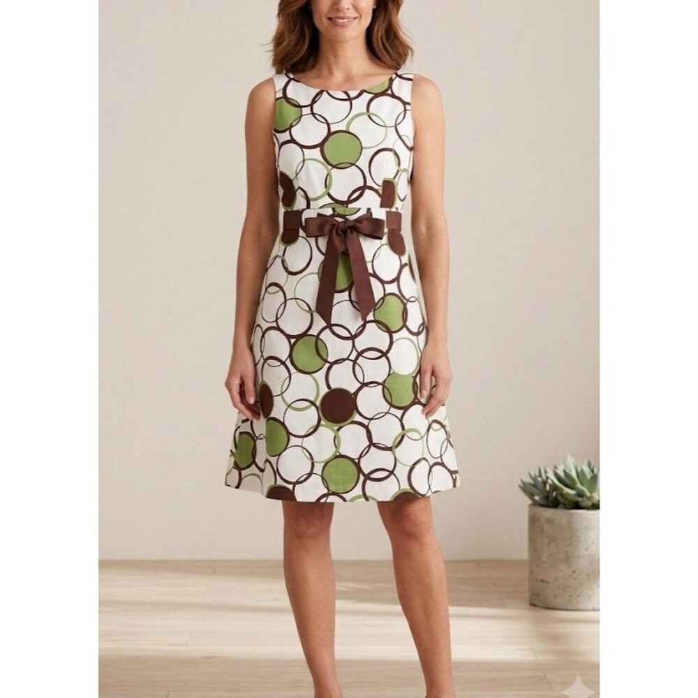Dressbarn Retro Polka Dot Dress A Line Shift Sun Dress Academia Size 12